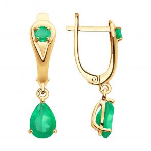 Золотые серьги SOKOLOV с изумрудом 3020627 фото