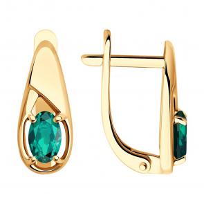 Золотые серьги SOKOLOV с изумрудом 3020639 фото