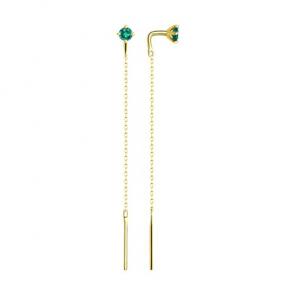 Серьги из лимонного золота SOKOLOV с изумрудом 3020643-2 фото