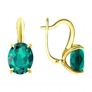 Серьги из лимонного золота SOKOLOV с изумрудом 3020658-2 фото