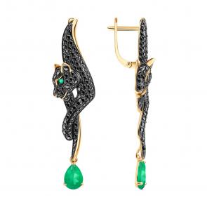 Золотые серьги SOKOLOV с изумрудом и шпинелью 3020660 фото