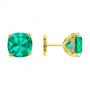 Серьги из лимонного золота SOKOLOV с гидротермальным изумрудом и бриллиантом выращенным 3020687-2-5 фото