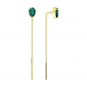 Серьги из лимонного золота SOKOLOV с изумрудом 3020706-2 фото