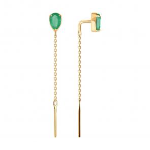 Золотые серьги SOKOLOV с изумрудом 3020706 фото