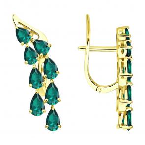 Серьги из лимонного золота SOKOLOV с изумрудом 3020719-2 фото
