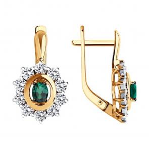 Золотые серьги SOKOLOV с изумрудом 3020738 фото