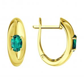 Серьги из лимонного золота SOKOLOV с изумрудом 3020755-2 фото