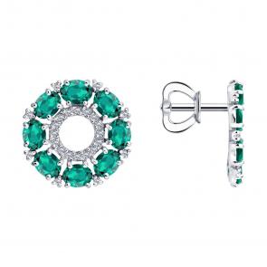 Серьги из белого золота SOKOLOV с бриллиантом и изумрудом 3020767-3 фото