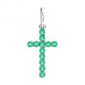 Подвеска из белого золота SOKOLOV с изумрудом 3030181-3 фото