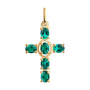 Золотая подвеска SOKOLOV с изумрудом 3030193 фото