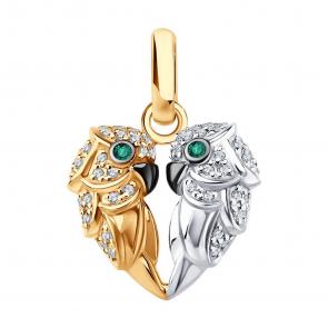 Золотая подвеска SOKOLOV с бриллиантом и изумрудом 3030210 фото