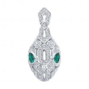 Золотая подвеска SOKOLOV с бриллиантом и изумрудом 3030236-3 фото