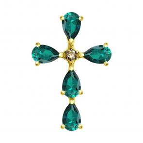 Золотая подвеска SOKOLOV с изумрудом и коньячным бриллиантом 3030246-2 фото