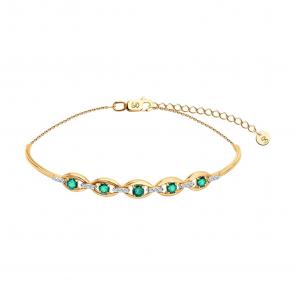 Золотой браслет SOKOLOV с бриллиантом и изумрудом 3050060 фото