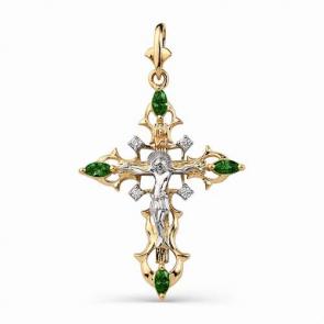 Золотая подвеска АЛЬКОР с бриллиантом и изумрудом 3075-101 фото