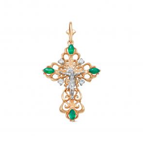 Золотая подвеска АЛЬКОР с бриллиантом и изумрудом 3270-101 фото