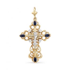 Золотая подвеска АЛЬКОР с бриллиантом и сапфиром 3270-102 фото