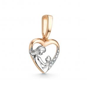 Золотая подвеска Мать и дитя АЛЬКОР с бриллиантом 33917-100 фото