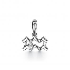 Подвеска из белого золота Знак зодиака Водолей АЛЬКОР с бриллиантом 34196-200 фото