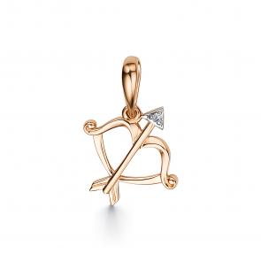 Золотая подвеска Знак зодиака Стрелец АЛЬКОР с бриллиантом 34197-100 фото