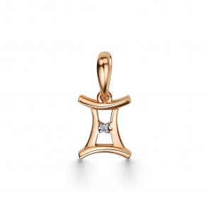 Золотая подвеска Знак зодиака Близнецы АЛЬКОР с бриллиантом 34211-100 фото
