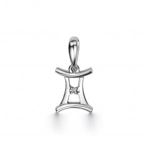 Подвеска из белого золота Знак зодиака Близнецы АЛЬКОР с бриллиантом 34211-200 фото