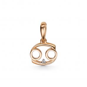 Подвеска из золота Знак зодиака Рак АЛЬКОР с бриллиантом 34215-100 фото