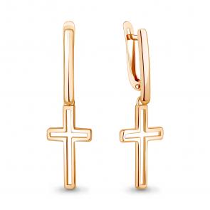 Золотые серьги-кресты AQUAMARINE 34253 фото