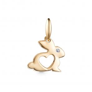 Золотая подвеска Символ года Кролик АЛЬКОР с бриллиантом 34998-100 фото