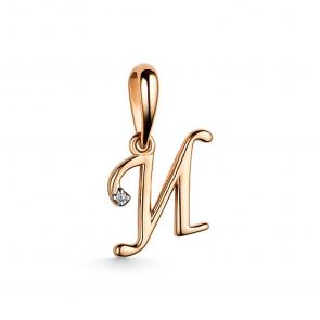 Золотая подвеска-буква И АЛЬКОР с бриллиантом 35009-100 фото