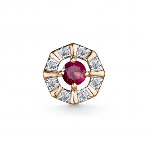 Золотая подвеска АЛЬКОР с бриллиантом и рубином 35035-103 фото