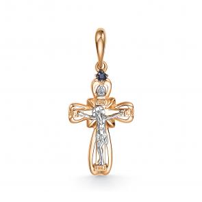 Золотая подвеска АЛЬКОР с бриллиантом и сапфиром 35192-102 фото