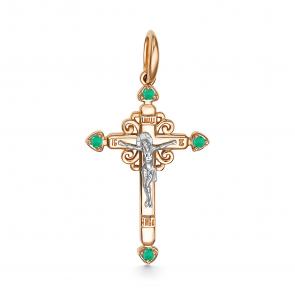 Золотая подвеска АЛЬКОР с изумрудом 35194-101 фото