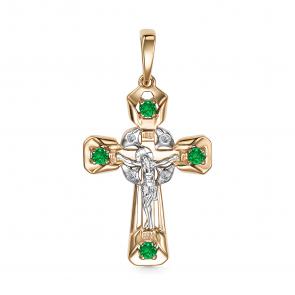Золотая подвеска АЛЬКОР с бриллиантом и изумрудом 35195-101 фото