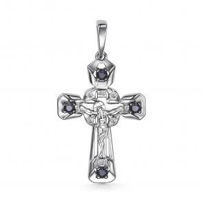 Подвеска из белого золота АЛЬКОР с бриллиантом и сапфиром 35195-202 фото