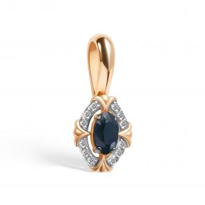 Золотая подвеска АЛЬКОР с бриллиантом и сапфиром 35941-102 фото