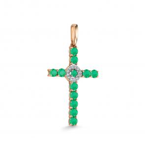 Золотая подвеска АЛЬКОР с бриллиантом и изумрудом 36241-101 фото