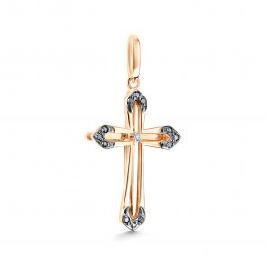 Золотая подвеска АЛЬКОР с бриллиантом и чёрным бриллиантом 36665-113 фото