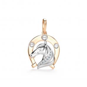 Золотая подвеска Символ года Лошадь АЛЬКОР с бриллиантом 36738-100 фото