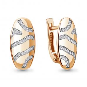 Золотые серьги AQUAMARINE с фианитом 400051 фото