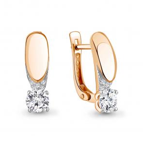 Золотые серьги AQUAMARINE с фианитом 400338 фото