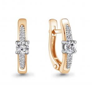 Золотые серьги AQUAMARINE с фианитом 400398 фото