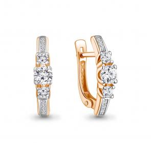 Золотые серьги AQUAMARINE с фианитом 400461 фото