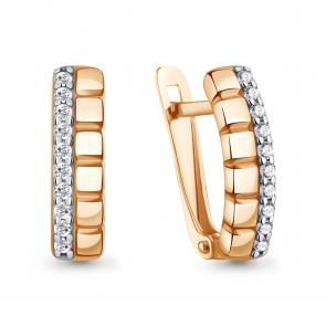 Золотые серьги AQUAMARINE с фианитом 400575А фото