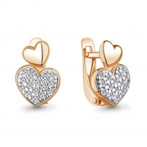 Золотые серьги AQUAMARINE с фианитом 400707А фото