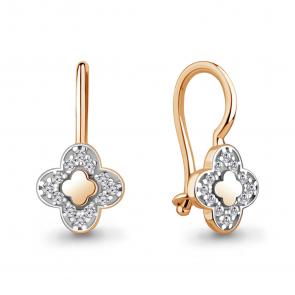 Золотые серьги AQUAMARINE с фианитом 400809А фото