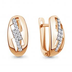 Золотые серьги AQUAMARINE с фианитом 400924А фото