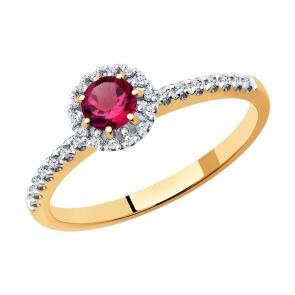 Золотое кольцо SOKOLOV с бриллиантом и рубином 4010655 фото