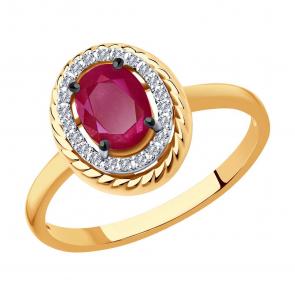 Золотое кольцо SOKOLOV с бриллиантом и рубином 4010657 фото