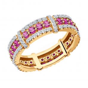 Золотое кольцо SOKOLOV с бриллиантом и рубином 4010687 фото